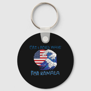 Cat Ladies Wave For Kamala Harris Outfit For Suppo Key Ring