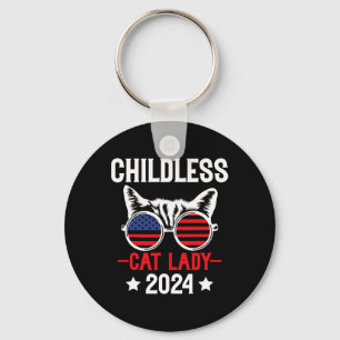 Cat Lady 2024 Funny Political Elections Democrat 5 Key Ring