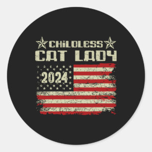 Cat Lady 2024 Funny Political Elections Democrat 7 Classic Round Sticker