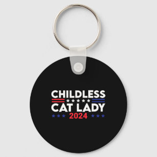 Cat Lady 2024 Funny Political Elections Democrat 8 Key Ring