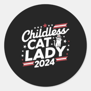 Cat Lady 2024 Funny Political Elections Democrat Classic Round Sticker