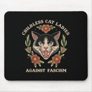 Cat Lady Against Fascism Feminist Funny Cat 2024 Mouse Pad
