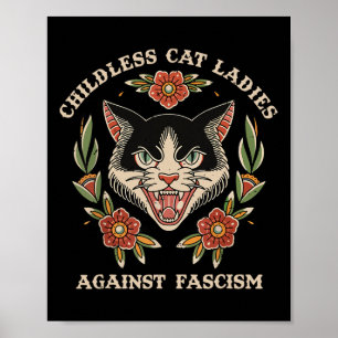 Cat Lady Against Fascism Feminist Funny Cat 2024  Poster