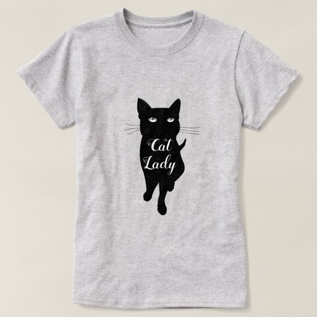 Cat Lady Black kitty gothic cat T-Shirt (Design Front)