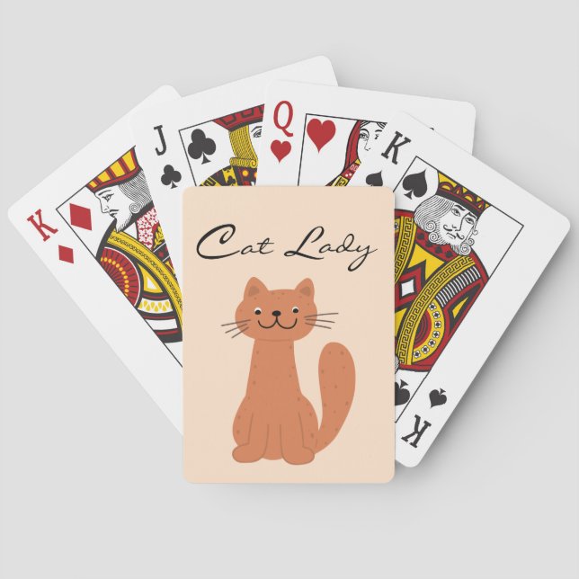 Cat Lady Boho Design Minimalistic Typography Playing Cards (Back)