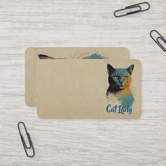 Cat Lady Business Card (Front/Back In Situ)