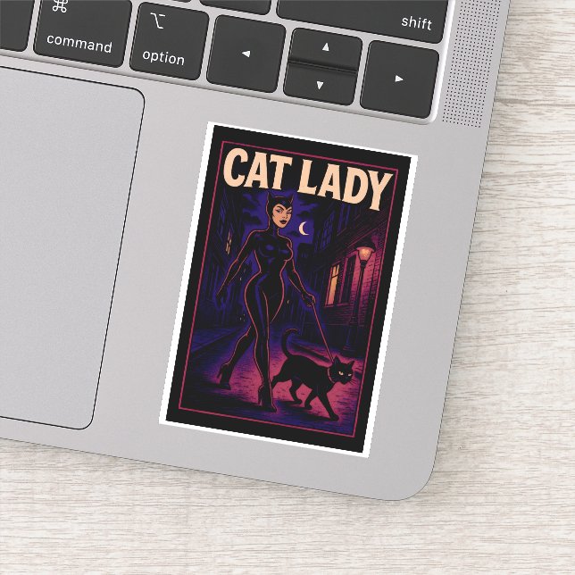Cat Lady -Cats Art Lover- City Night Comic Graphic (Detail)