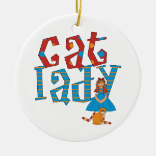 Cat Lady Ceramic Tree Decoration