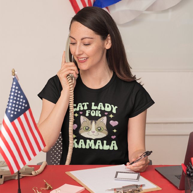 Cat lady enthusiastically backs Kamala T-Shirt (Creator Uploaded)