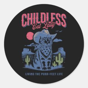 Cat Lady For Kamala Harris Cat Lover Cowboy Kamala Classic Round Sticker