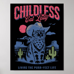 Cat Lady For Kamala Harris Cat Lover Cowboy Kamala Poster