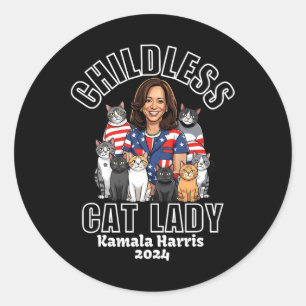 Cat Lady For Kamala Harris Funny Election 2024 Classic Round Sticker