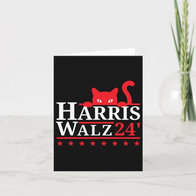 Cat Lady For Kamala Harris Tim Walz Vp 2024  Card (Front)