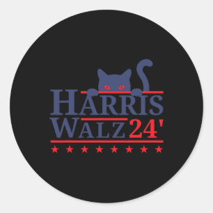 Cat Lady For Kamala Harris Tim WAlzheimer 2024  Classic Round Sticker