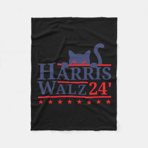 Cat Lady For Kamala Harris Tim WAlzheimer 2024 Fleece Blanket