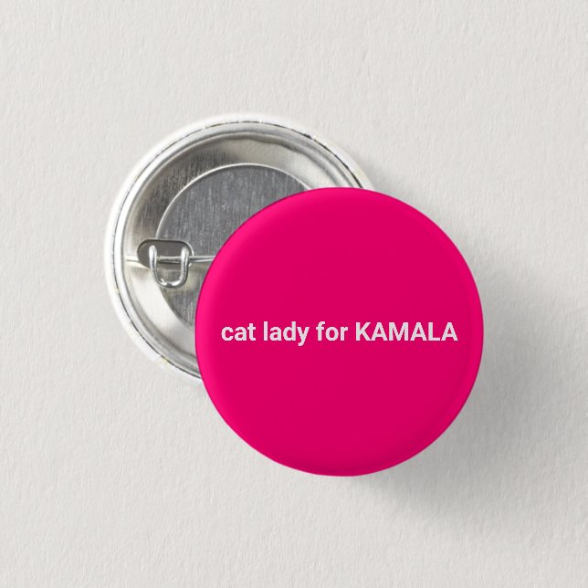 Cat lady for Kamala minimalist funny pink 3 Cm Round Badge (Front & Back)