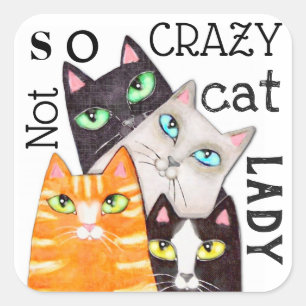 Cat Lady Funny Cute Art Typography Sticker