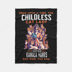 Cat Lady Funny Kamala Harris 2024 Cat Owner Fleece Blanket