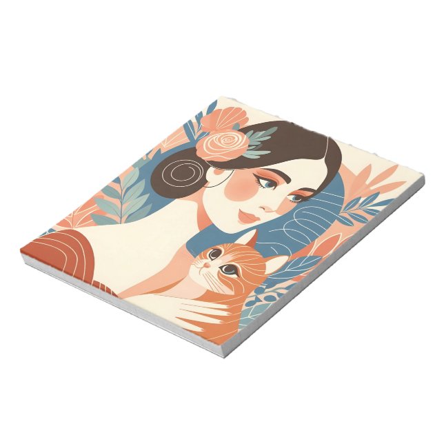 Cat Lady Graphic Illustration Notepad (Rotated)