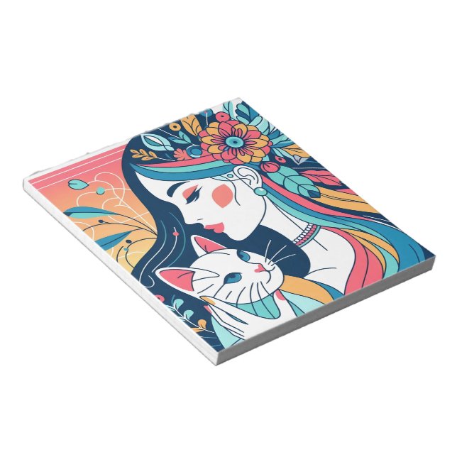 Cat Lady Graphic Illustration Notepad (Angled)