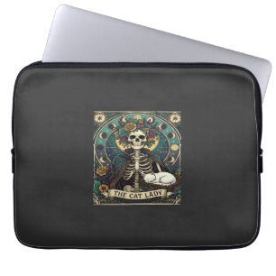 Cat Lady Haloween Skeleton Floral Moon Compass Laptop Sleeve