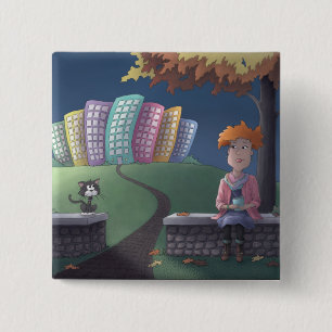 Cat Lady in the park Button