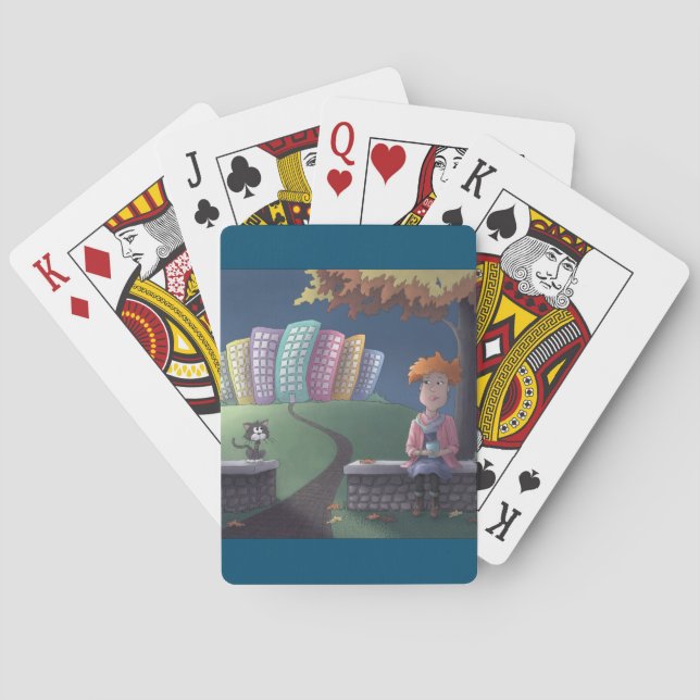 Cat Lady in the park Playing Cards (Back)