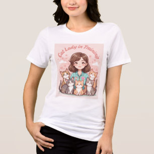 Cat Lady in Training  – Kawaii Hoodie Tri-Blend Shirt