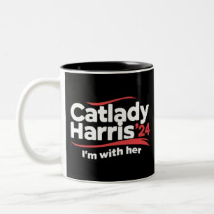 Cat Lady Kamala Harris 2024 I'm With Her Two-Tone Coffee Mug