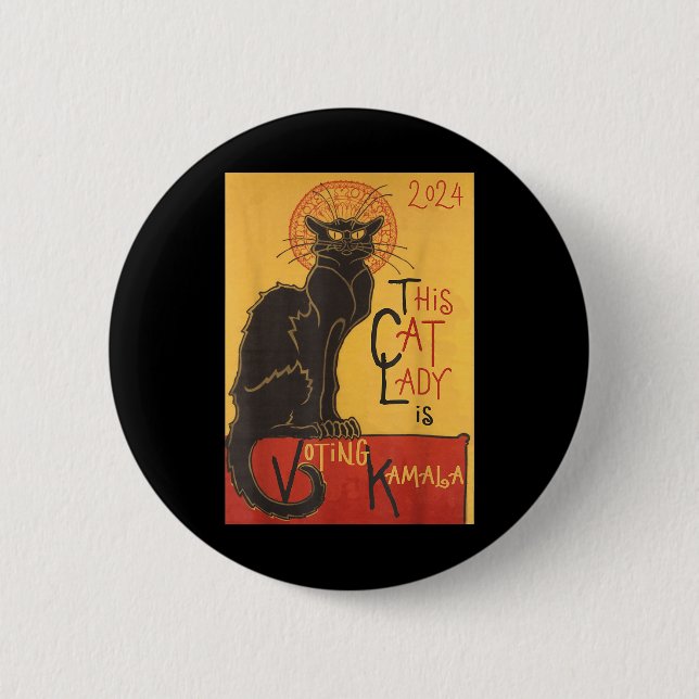 Cat Lady Kamala Le Chat Noir Funny Ballot 6 Cm Round Badge (Front)