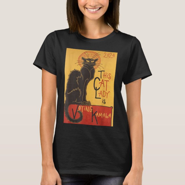Cat Lady Kamala Le Chat Noir Funny Ballot T-Shirt (Front)