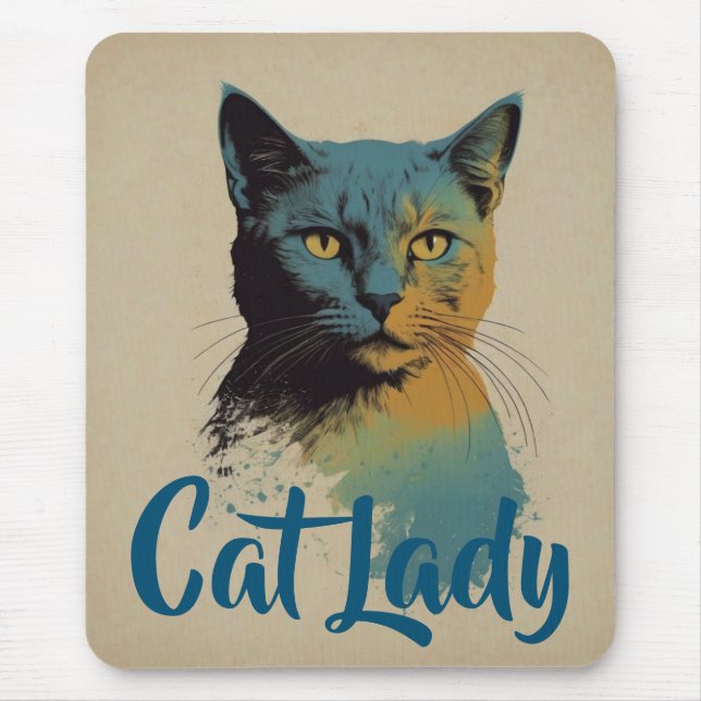 Cat Lady Mouse Pad (Front)