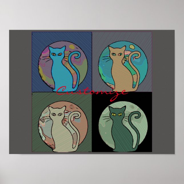 Cat Lady Multi Cats Sitting Thunder_Cove Poster (Front)