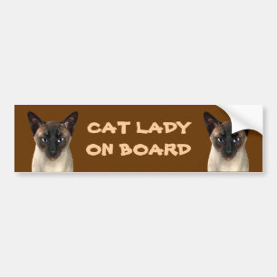 Cat Lady On Board Bumper Sticker