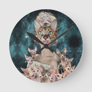 Cat Lady Round Clock
