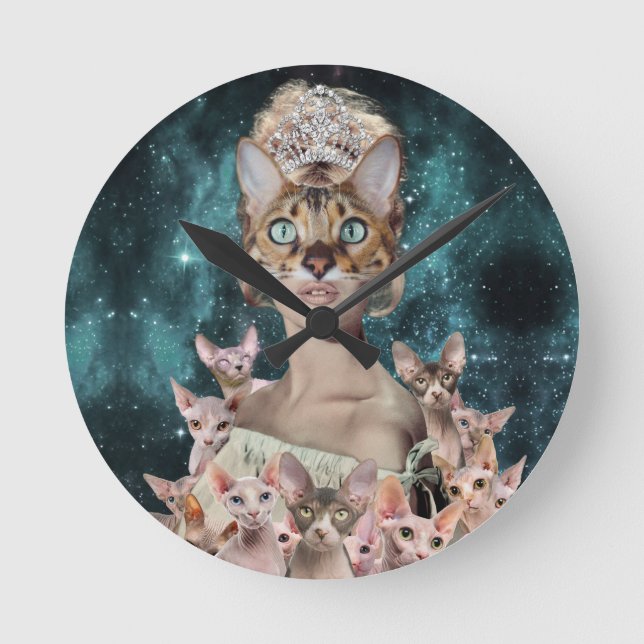 Cat Lady Round Clock (Front)
