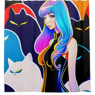 Cat Lady Shower Curtain With Liner