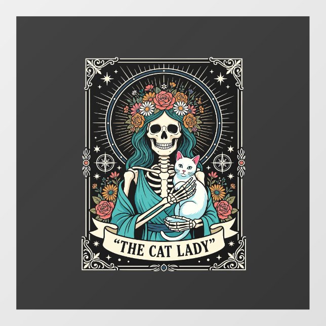 Cat Lady Skeleton Tarot Floral Gothic (Sheet)