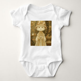 Cat Lady Snow – Victorian Cat with Teacup Baby Bodysuit