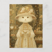 Cat Lady Snow – Victorian Cat with Teacup