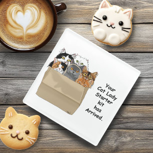 Cat Lady Starter Kit Glass Coaster