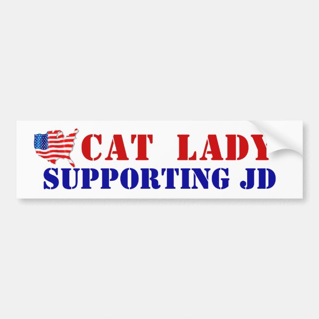 CAT LADY SUPPORTING JD VANCE USA! Flag Bumper Sticker (Front)
