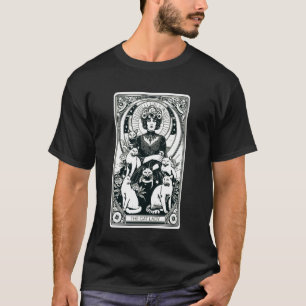 Cat Lady Surrounded by Feline Companions Tarot T-Shirt