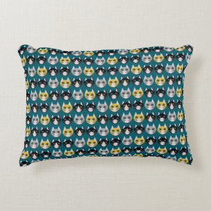 Cat lady teal decorative cushion
