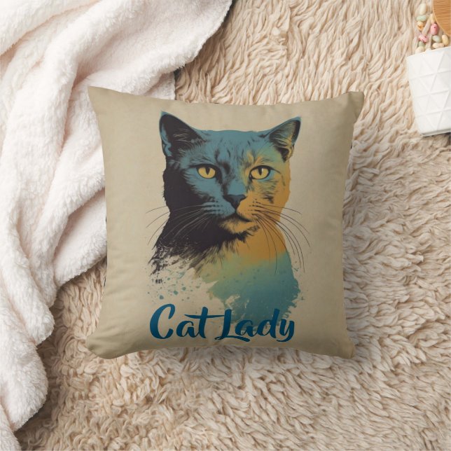 Cat Lady Throw Pillow (Blanket)