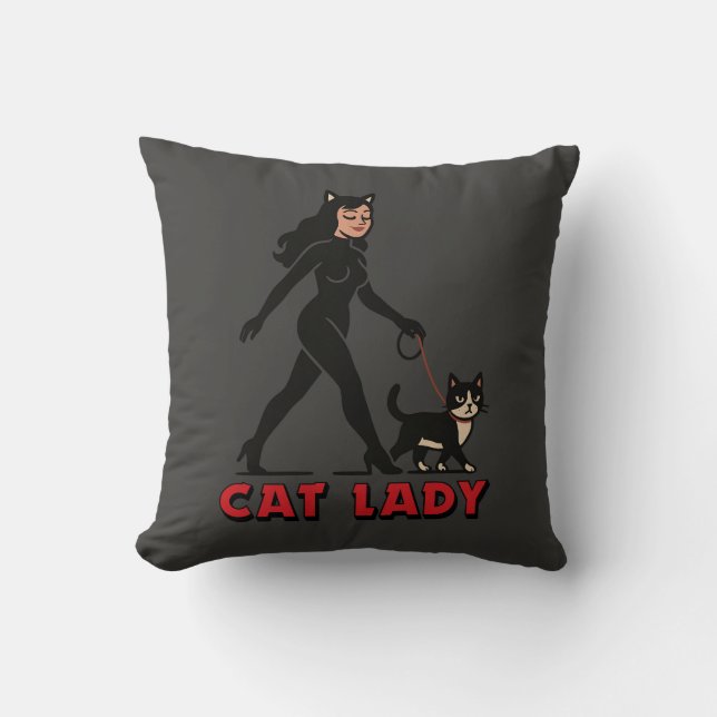 Cat Lady - Tuxedo Cats Lover - Comic Art Graphic Cushion (Front)