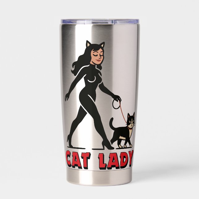 Cat Lady - Tuxedo Cats Lover - Comic Art Graphic Insulated Tumbler (Front)