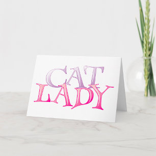 Cat Lady Typography Pink Purple Card