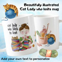 Cat Lady Who Likes To Knit Funny Cat Mum Knitting