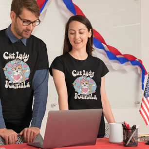 Cat lady's sweet art supports Kamala T-Shirt